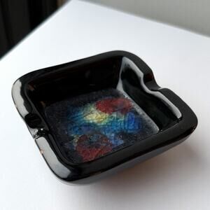 Raymor Bitossi Aldo Londi Fused Glass & Ceramic Ashtray Fritte Colorate 3.5"